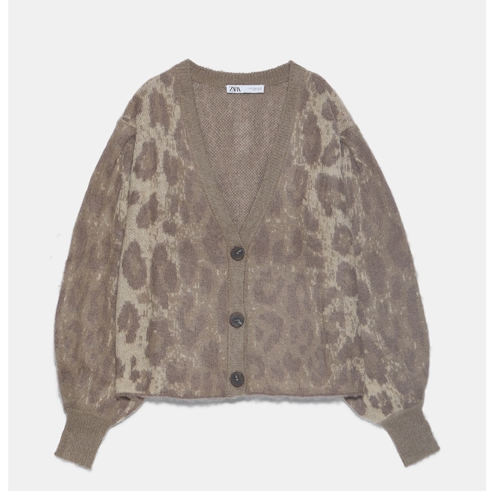 Zara NEW animal print jacquard cardigan - Picture 2 of 6